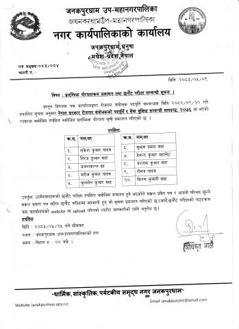 रोजगार संयोजकको प्रारम्भिक योग्यता क्रम रोजगार संयोजक